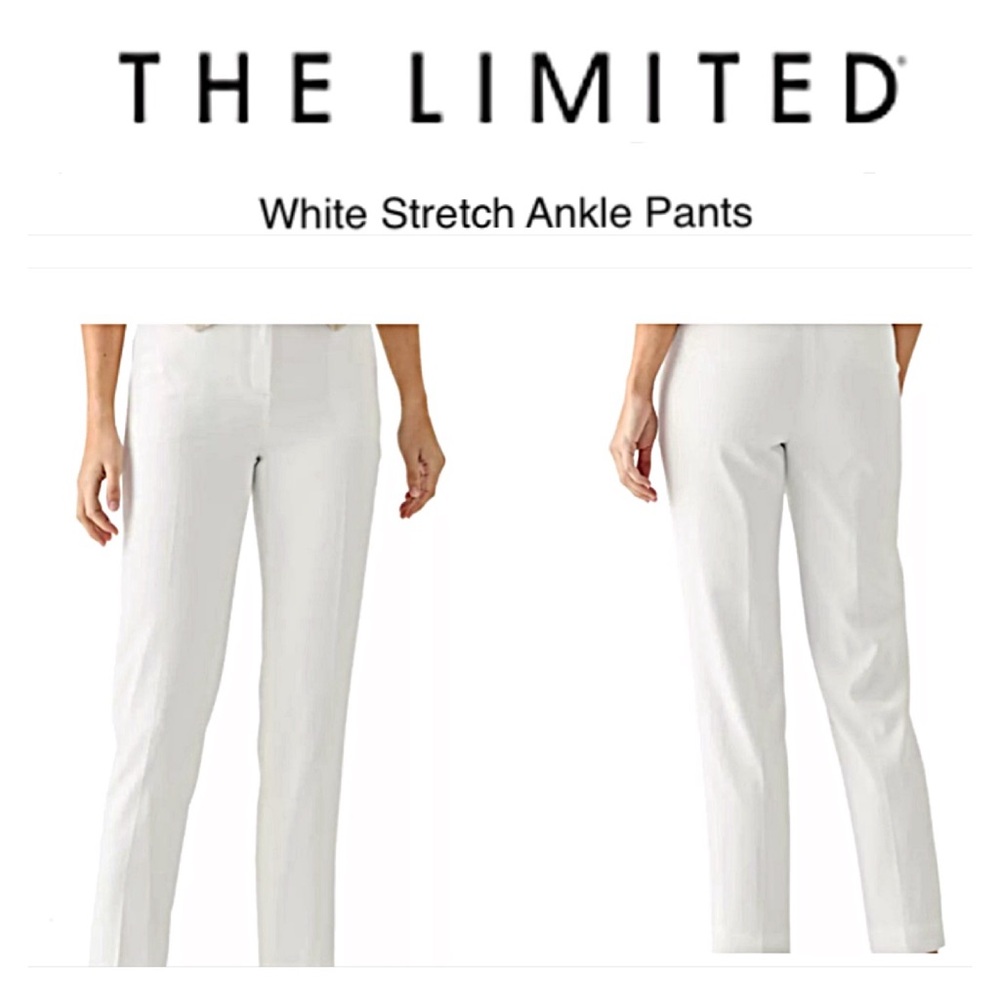 THE LIMITED WHITE STRETCH PENCIL ANKLE PANTS EUC 2R Smooth Silhouette Career